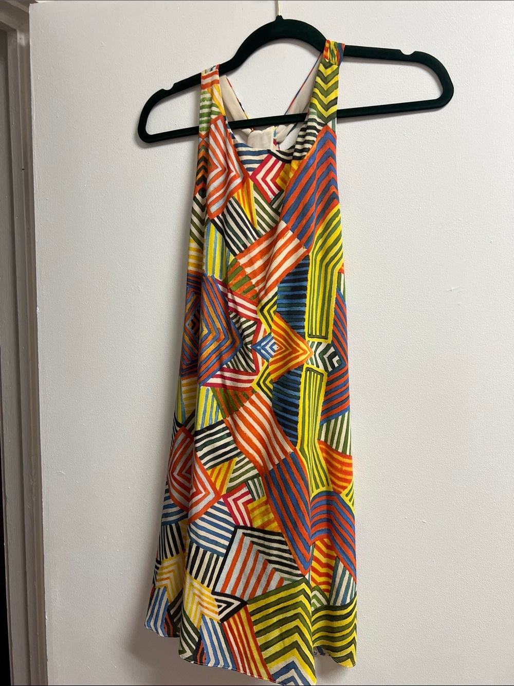 Alice + Olivia Multicolor Geometric Art Print Silk Sleeveless Mini Dress Small